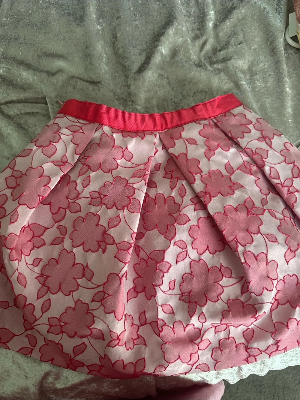 Janie and Jack Pink Floral Embroidered Skirt
